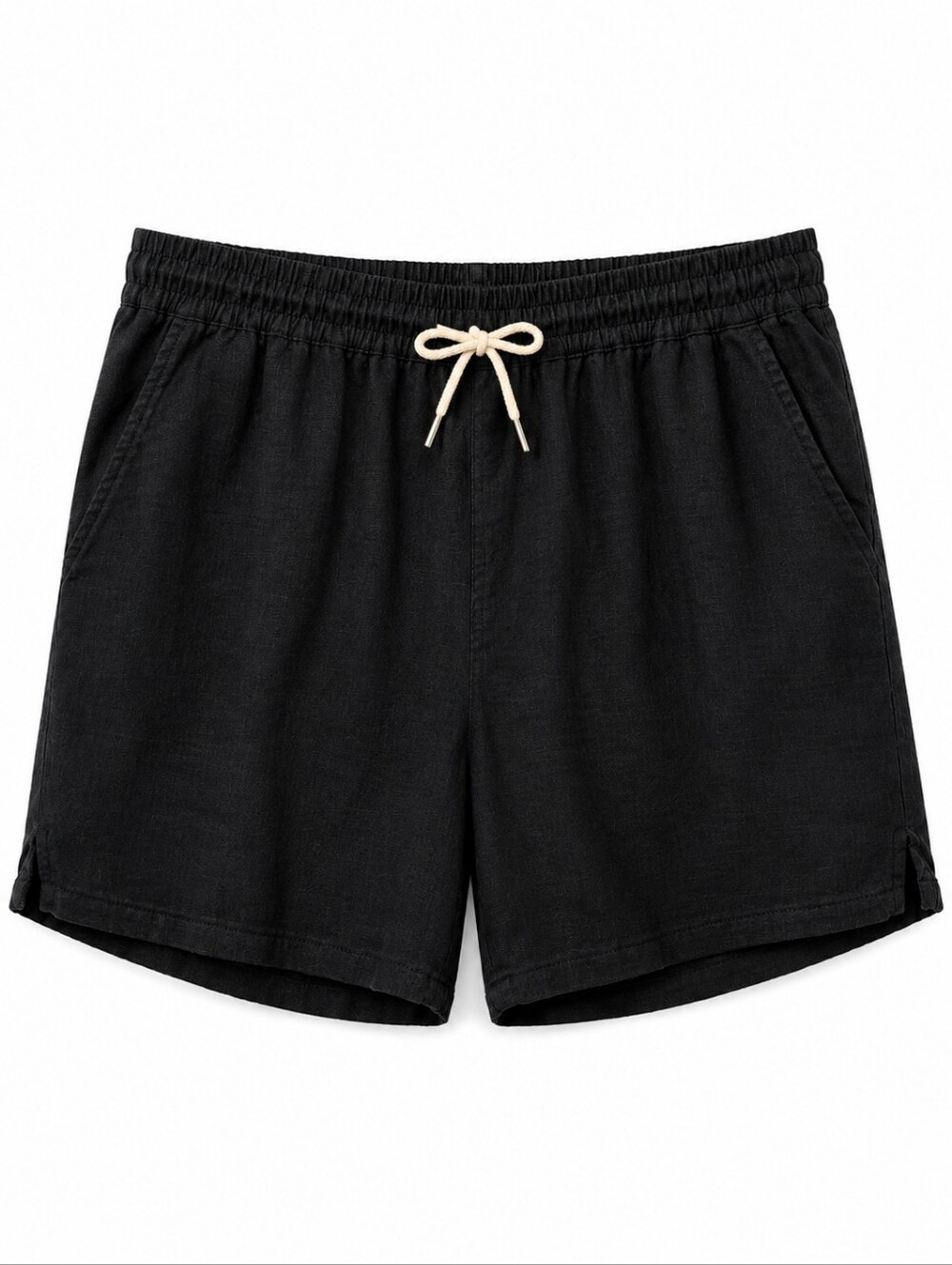 Quince Men's European Linen Black Drawstring Beach Shorts Sz M Casual Summer